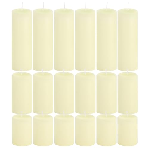 18 Pcs Ivory Pillar Candles Bulk Set - Flat-Top, 2x3/4/6 Inch, Dripless & Unscented