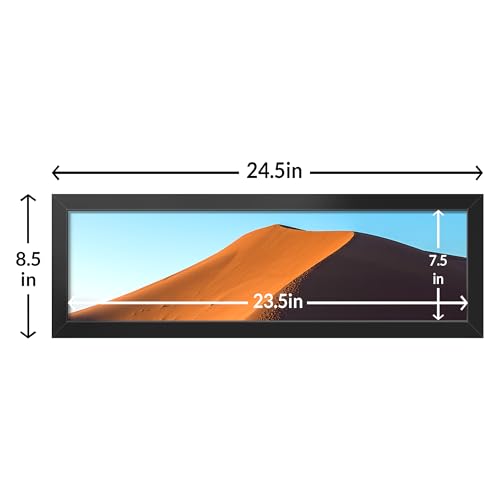 8x24 Black Panoramic Photo Frame Set - Vertical & Horizontal Display, HD Plexiglass
