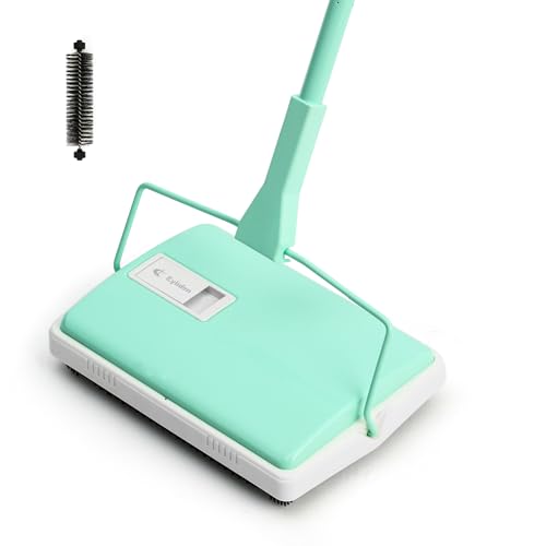 Eyliden Mint X-Large Carpet Sweeper - Quiet Manual Cleaner for Short & Medium Pile Rugs