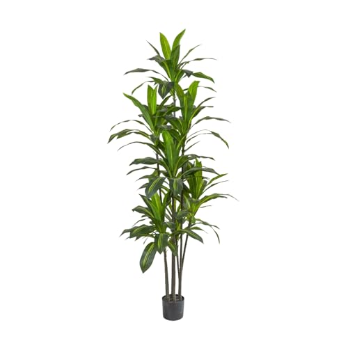 6FT Artificial Dracaena Tree - Tall Indoor Faux Plant with Lifelike Leaves for Home Office Decor