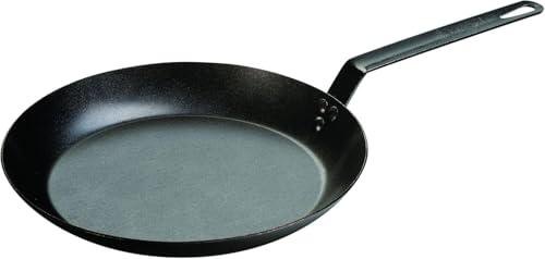 12 Inch Carbon Steel Skillet with Handle Holder - Heavy Duty, Seasoned, Induction Ready