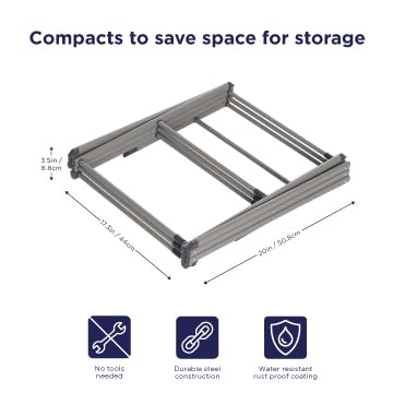 Silver 3-Tier Collapsible Metal Laundry Drying Rack - Space Saving & Heavy Duty