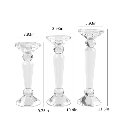 Crystal Taper Candle Holders Set, Clear Dual-Sided 2-in-1