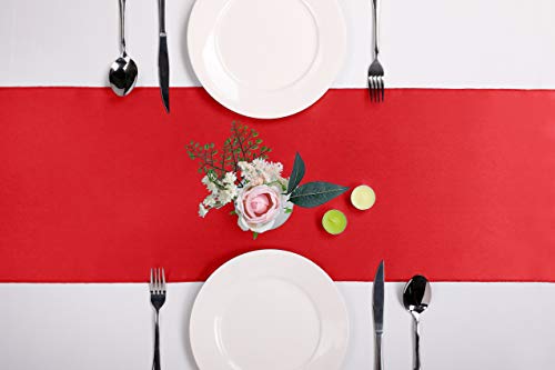 Hahuho 5-Pack Satin Table Runners 12 x 108 Red - 5 pcs Set for Weddings & Parties