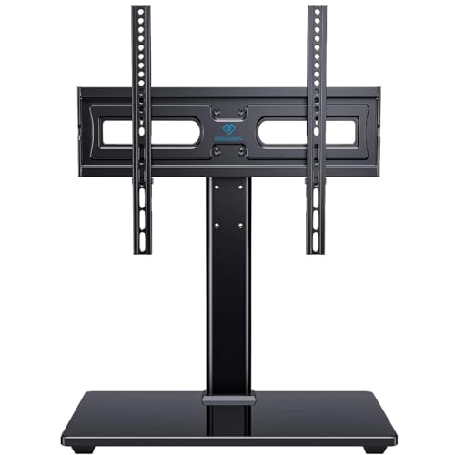 PERLESMITH Universal TV Stand Legs for 32-65 Inch TVs, Height Adjustable Swivel Base with Tempered Glass, VESA 400x400mm, PSTVS17 - Black