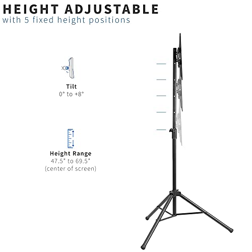 VIVO Adjustable Tripod TV Stand for 32-55 Inch Flat Screens, Black, Model STAND-TV55T