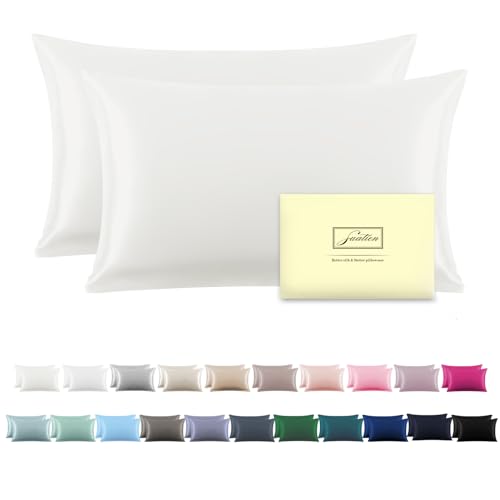 Mulberry Silk Pillow Cases 2 Pack King Size Ivory - Soft & Cool Sleep Set