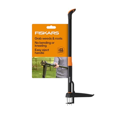 Fiskars 4-Claw Stand-Up Weed Puller Tool - Stainless Steel Root Remover