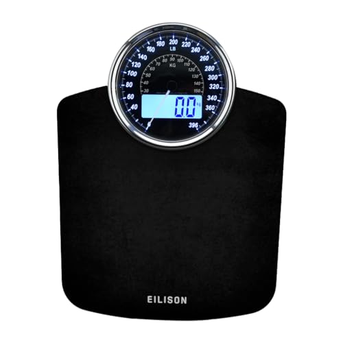 EILISON Black 2-in-1 Digital & Analog Bathroom Scale, 400 lbs Large Display