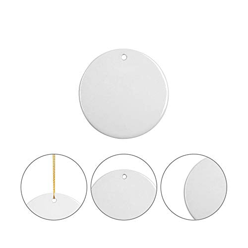 2.75 Inch Round Sublimation Ceramic Ornaments - 25 PCS White with Gold Strings