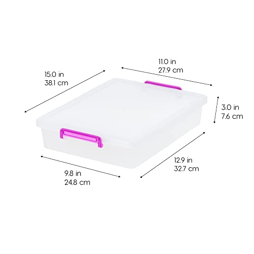 Stackable Clear 6 Qt Storage Bins with Lids - 6 Pack, Made in USA