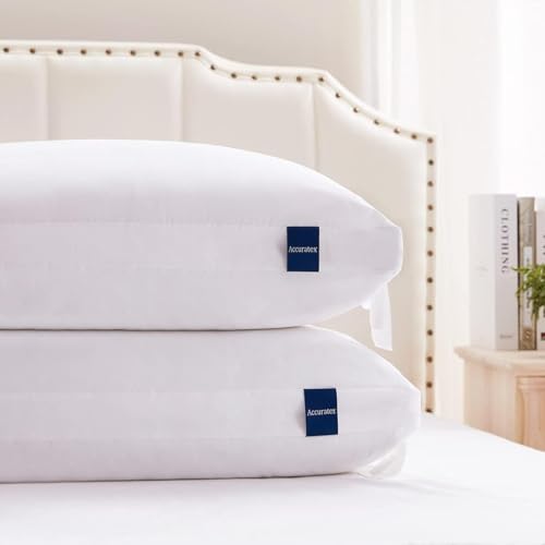 White Adjustable Hybrid Pillow Set of 2 - Standard Size, Cotton Cover