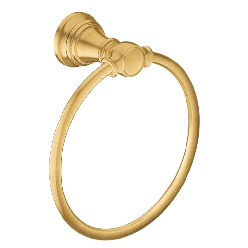 Brushed Gold Bathroom Towel Ring - Wall Mounted Hand Towel Holder