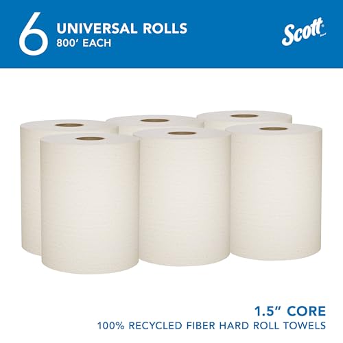 Scott Professional Hard Roll Paper Towels - 800 Feet x 6 Rolls, Recycled, Absorbent
