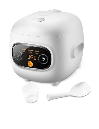 COMFEE' Mini Rice Cooker 2-Cup Capacity with 6 Cooking Functions, Fast & Easy