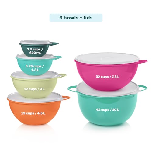 Tupperware Thatsa Bowl Collection - 6 Food Storage Bowls with Lids, BPA-Free & Dishwasher Safe
