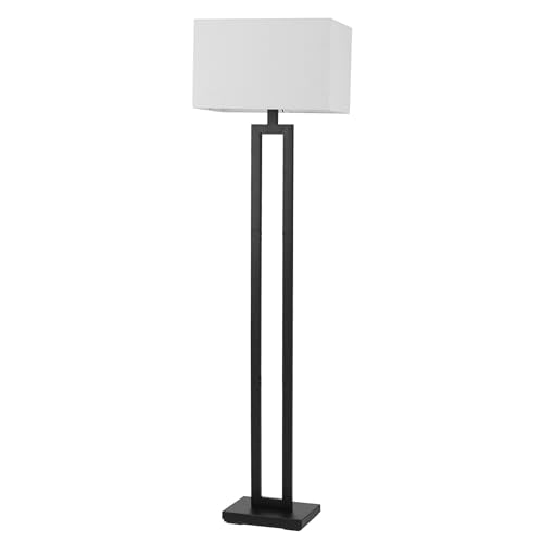 Globe Electric 58-Inch Matte Black Floor Lamp with White Linen Shade - D'Alessio Variant