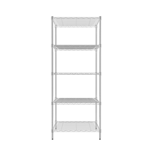 Finnhomy Chrome 5-Tier Heavy Duty Wire Shelving Rack 24x24x59 Inches Adjustable