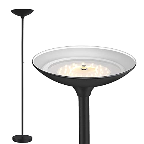 Black Torchiere Floor Lamp 30W LED Stepless Dimmable Modern Standing Light
