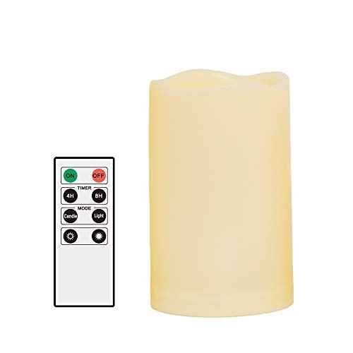 Outdoor Waterproof Flameless LED Pillar Candle with Remote Timer Battery Operated Plastic Flickering Decorative Fake Candle Light for Festival Celebration Wedding Party Decoration Gift Choice 3¡±x 5¡±
