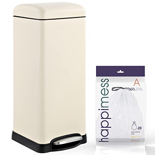 happimess Betty Retro 8-Gallon Step-Open Trash Can with Soft-Close Lid - Almond