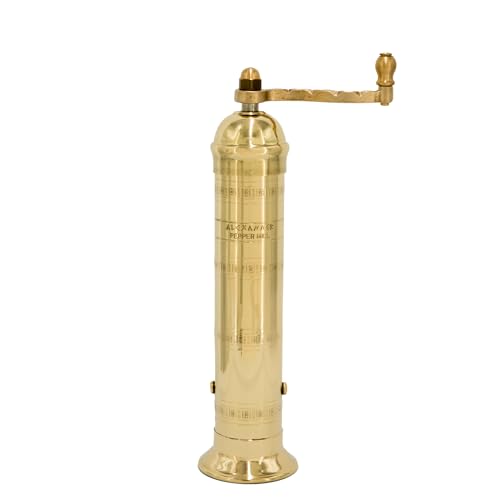 Greek Pepper Mill 9-Inch Brass - European Handcrafted Refillable Spice Grinder Variation of Brass / 9-Inch Pepper