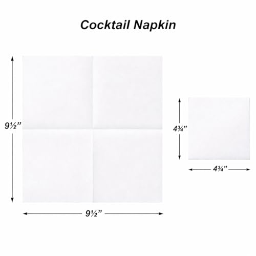 White Cocktail Napkins - 4.75 x 4.75 Inch Linen-Like Disposable Square Set of 600 - Elegant Party & Wedding Beverage Serviettes