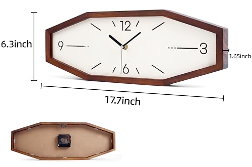 Brown Wooden Retro Wall Clock 18 Inch Square Rectangular Design