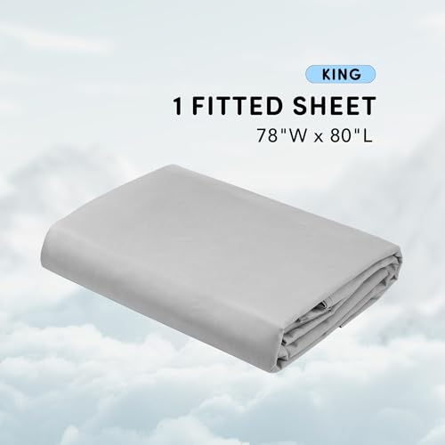 Comfort Spaces King Deep Pocket Coolmax Cooling Fitted Sheet - Light Grey