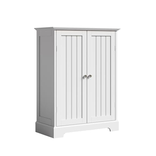 ChooChoo White Bathroom Floor Cabinet with 2 Doors & Adjustable Shelves – 11.81"D x 23.62"W x 31.5"H