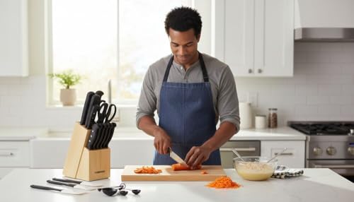 Farberware 22-Piece Knife Block Set - Never Needs Sharpening, High Carbon Stainless Steel