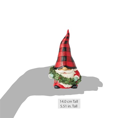 Jim Shore Highland Glen Gnome Figurine with Holly Wreath - 5.5 Inch Home Decor