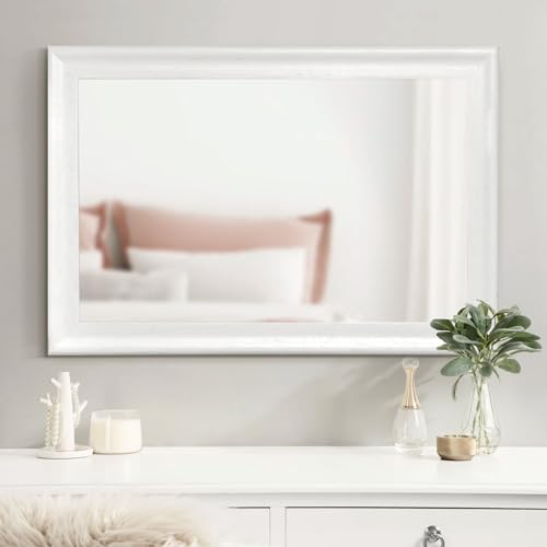 36'' x 24'' White Wall Mirror for Bathroom Rustic Rectangle Vanity Mirror
