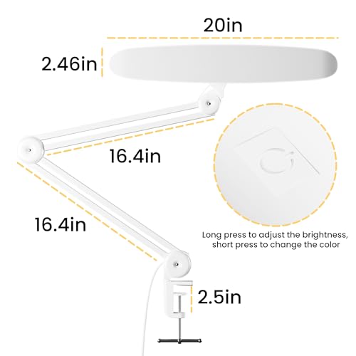 Gelpal 3000 Lumens Adjustable LED Desk Lamp with Clamp - White