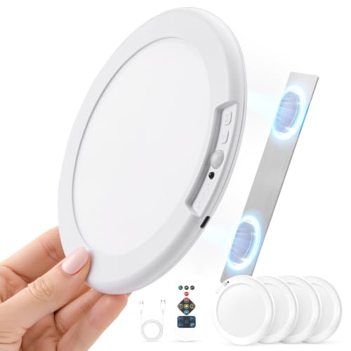 Combuh 4-Pack Rechargeable Magnetic Ceiling Lights with Remote, 3CCT White