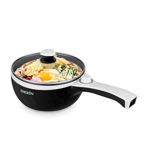 Dezin 1.5L Electric Hot Pot - Non-Stick Portable Cooker, Black, Without Steamer