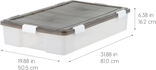 Weatherpro 47 Qt Underbed Storage Bin with Gasket Lid - Gray/Clear, Secure Latches