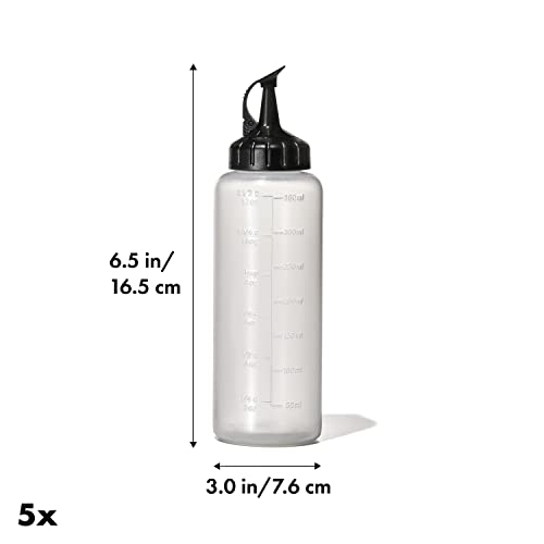 12 oz Set of 5 Squeeze Bottles with Wide & Thin Tips - Food & Cooking