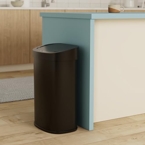 Automatic 13 Gallon Stainless Steel Trash Can with Lid - Touchless Sensor