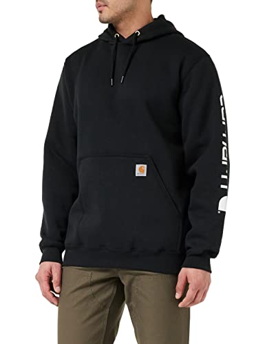 Carhartt Men's Logo Sweatshirt Black Large - Iconic Workwear Hoodie