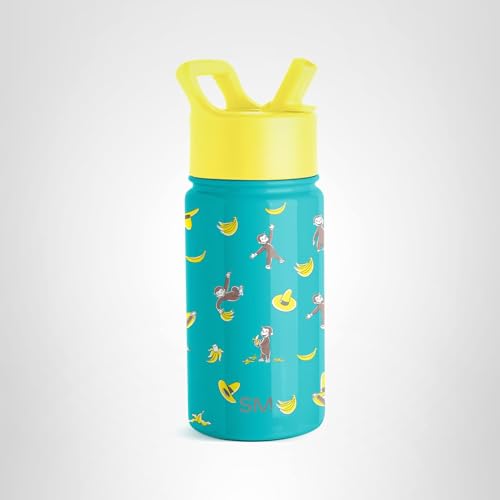 Simple Modern Kids Summit Water Bottle with Straw Lid | Curious George 14oz Stainless Steel Cup Insulated Tumbler for Toddlers, School | Monkeying Around