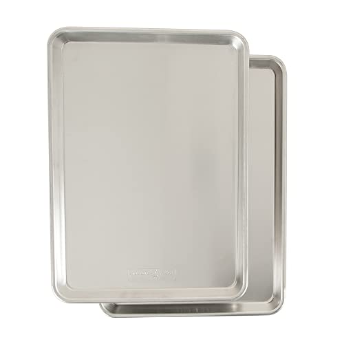 Nordic Ware Naturals Half Sheet Set - USA Made Aluminum Commercial Quality Sheet Pan for Baking or Roasting, Encapsulated Galvanized Steel Rim Prevents Warping, 2pk Half + 1/8 Sheet