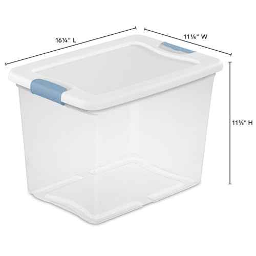 Sterilite 25 Quart Latching Storage Bin - Clear Plastic Box 6 Pack