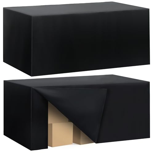 Fitted Tablecloth for 8 Foot Rectangle Tables - Black, Water Resistant, Pack of 2 - 96 x 30 Inch