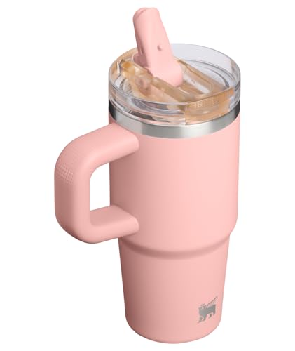 STANLEY Quencher ProTour Flip Straw Tumbler with Leakproof Lid 14 oz | Built-In Straw & Handle | Cupholder Compatible for Travel | Insulated Stainless Steel Cup | BPA-Free | Peach Rose