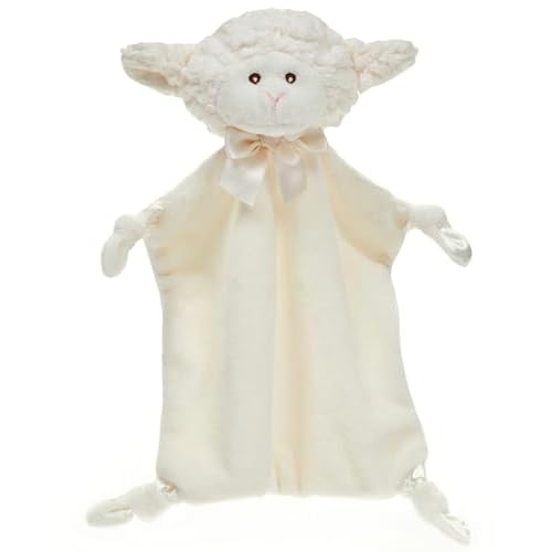 Bearington Baby Wee Lamby, 8 x 7 Inch Small Lamb Stuffed Animal, Security Blanket Baby Lovey, Baptism Gift