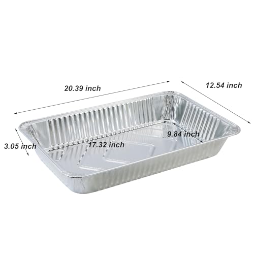 10 Pack Full Size Aluminum Roasting & Baking Pans 21x13 Inch Heavy Duty Disposable Trays