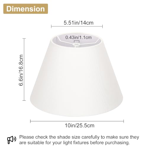 White Small Lamp Shades Set of 2 - 5.5" Top x 10" Bottom x 6.6" High, Fabric Replacement for Bedside & Wall Sconces - Variation: White
