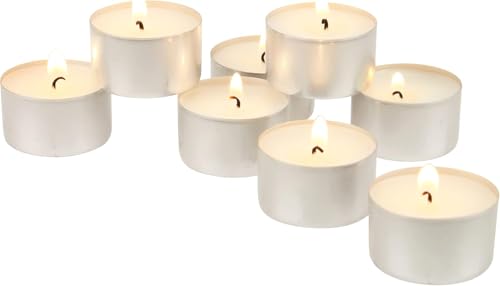 Stonebriar 100 Pack Unscented Tea Light Candles - 8 Hour Burn Time, White, Sibling 100