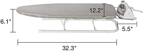 Storage Maniac Tabletop Ironing Board - Durable All-Iron Frame with Iron Rest & Silver Metallic Cover - Silver Grey